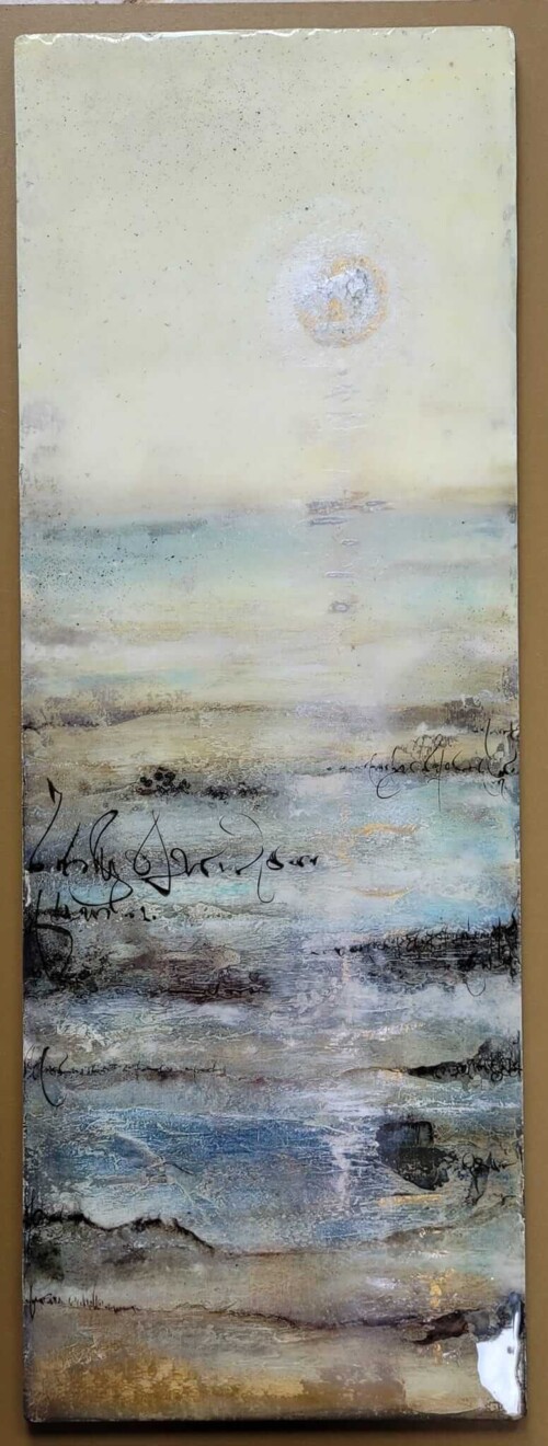 Estran 6
Techniques mixtes sur bois aspect émaillé
29x72cm . 2024