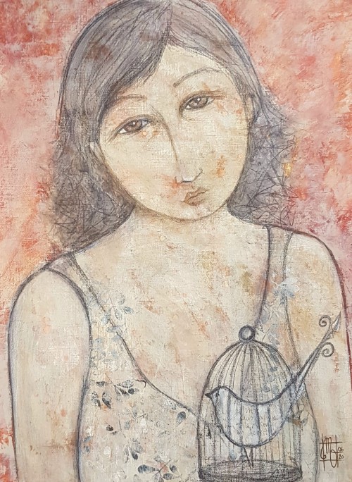 A l'encageur d'oiseau . 30x40cm . 2020