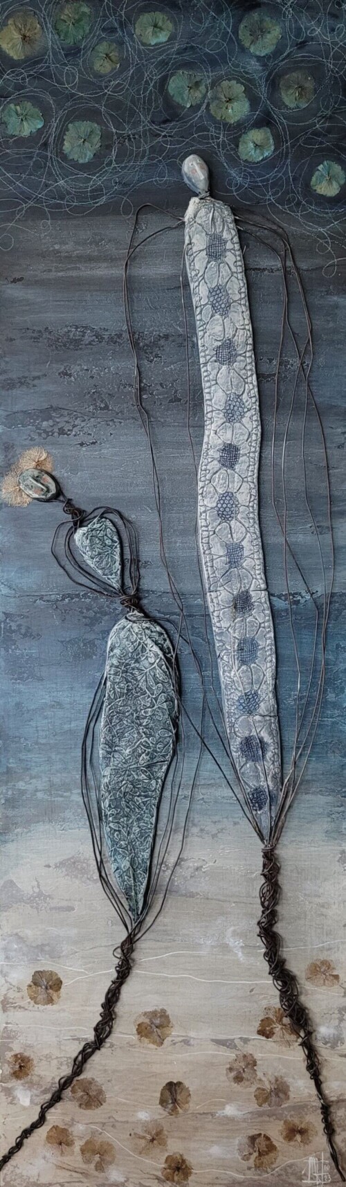 Êtres-anges 1
.100x30cm .
Techniques mixtes , fer, terre émaillée. 2023