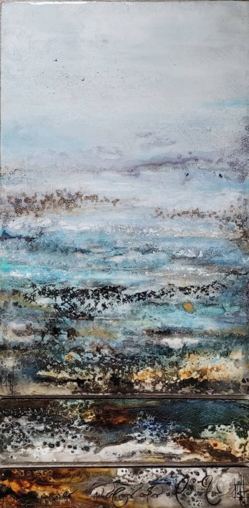 Estran 1
Techniques mixtes sur bois aspect émaillé
42x80cm . 2023