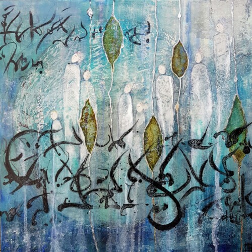 Les bonnes ondes .
80x80cm . 2022