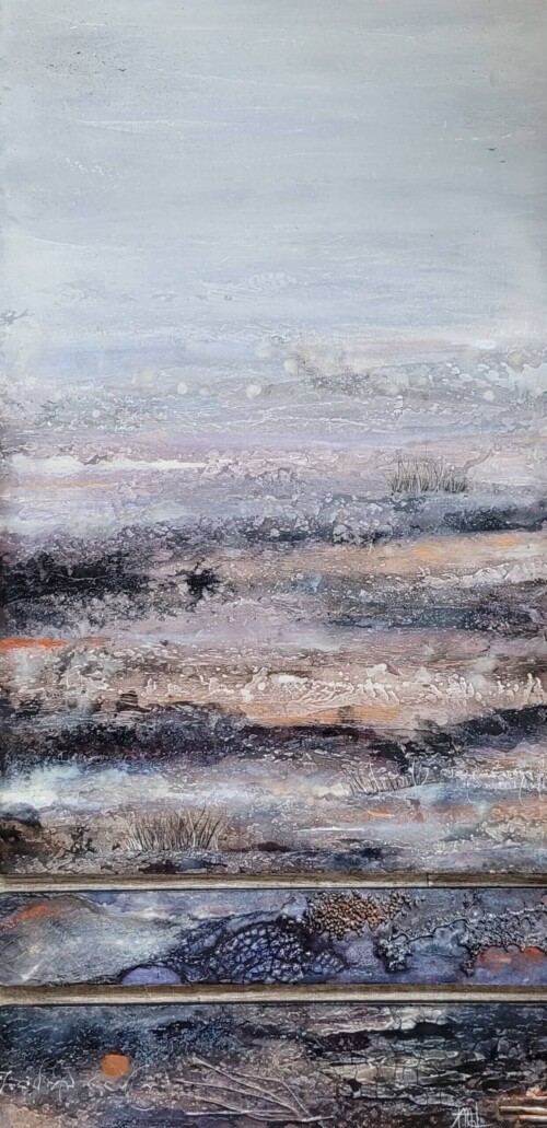 Estran 2
Techniques mixtes sur bois aspect émaillé
42x80cm . 2023